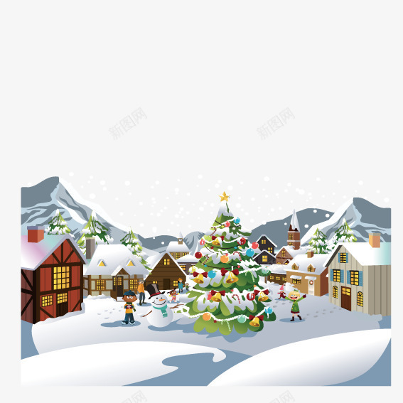 雪人圣诞树png免抠素材_88icon https://88icon.com 圣诞树 平安夜 雪地 雪景