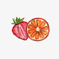 草莓橘子矢量图素材