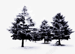 蓝色冬季大树雪花素材