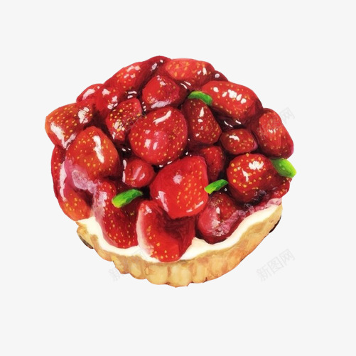 草莓塔手绘画片png免抠素材_88icon https://88icon.com 手绘美食 水果味 红色 色彩画 草莓塔