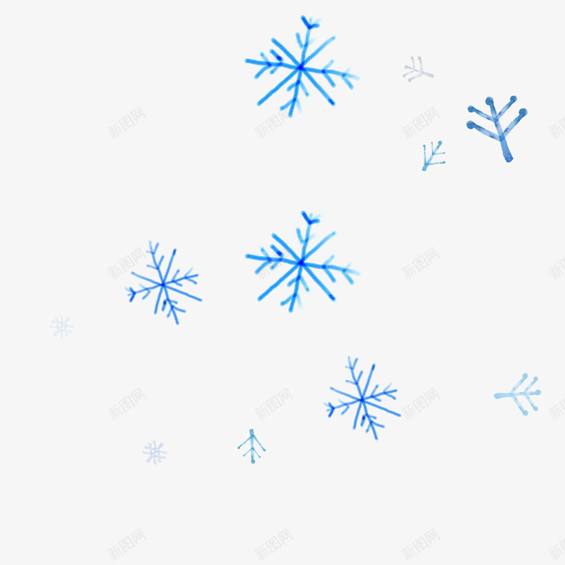 蓝色飘落的雪花psd免抠素材_88icon https://88icon.com 下雪 冬雪 蓝色 雪花