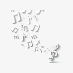 透明立体音符白色立体音乐旋律高清图片