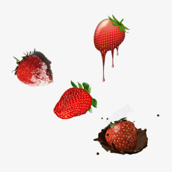 融化巧克力草莓素材