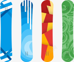四个彩色滑雪板矢量图素材