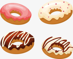 四个美味卡通甜甜圈矢量图素材