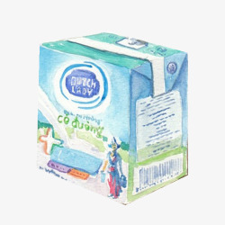 酸奶盒牛奶手绘画片高清图片