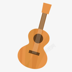 黄色吉他剪贴画木质吉他扁平卡通矢量图高清图片