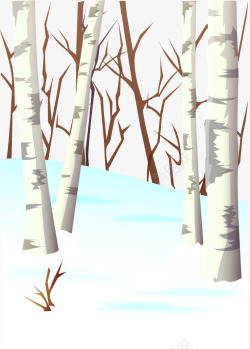 手绘冬季树林矢量图素材