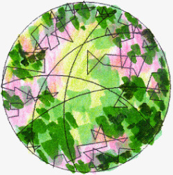 炫彩彩色树叶圆球平面素材