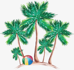 水彩手绘椰子树矢量图素材