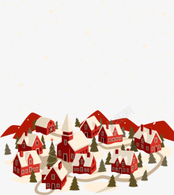 冬季卡通红色房屋素材