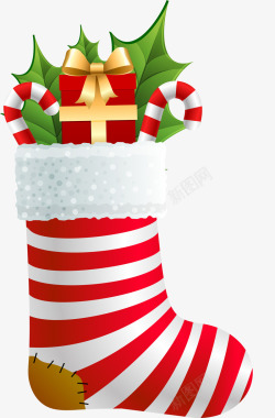 礼品拐杖红色礼物圣诞袜高清图片