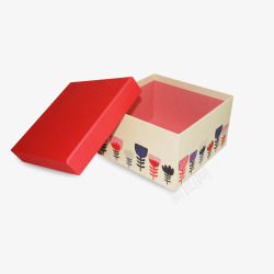 红色正方形开爱花的礼物盒高清图片