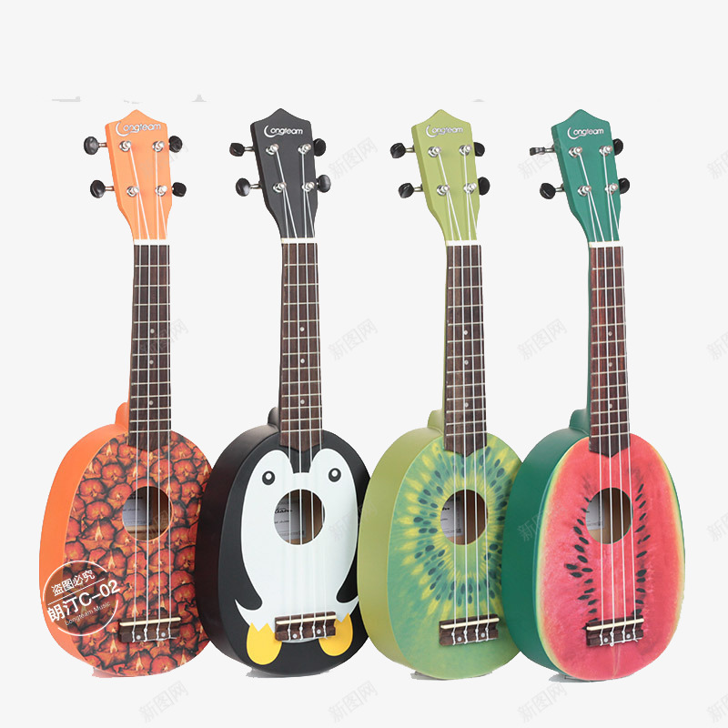 四个小吉他png免抠素材_88icon https://88icon.com 乐器 产品实物 尤克里里 水果图案