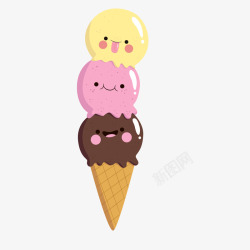卡通表情冰淇淋矢量图素材