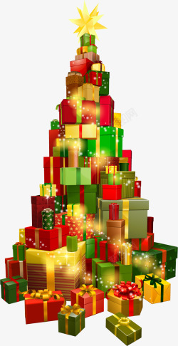 彩色光效圣诞树礼盒素材