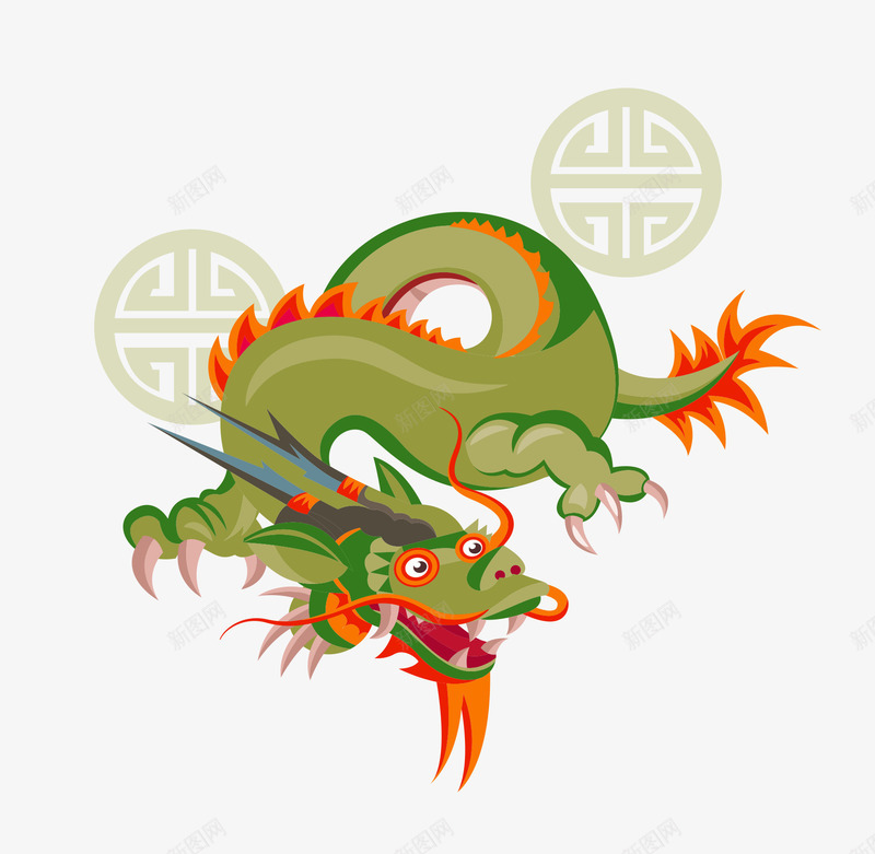 复古龙图案psd免抠素材_88icon https://88icon.com PNG图片 端午图案 端午节 装饰 龙图案