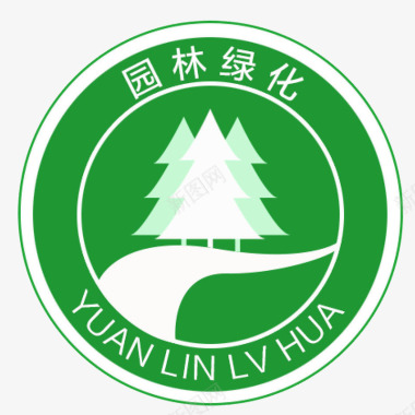 圆形英文森林简约园林logo图标图标