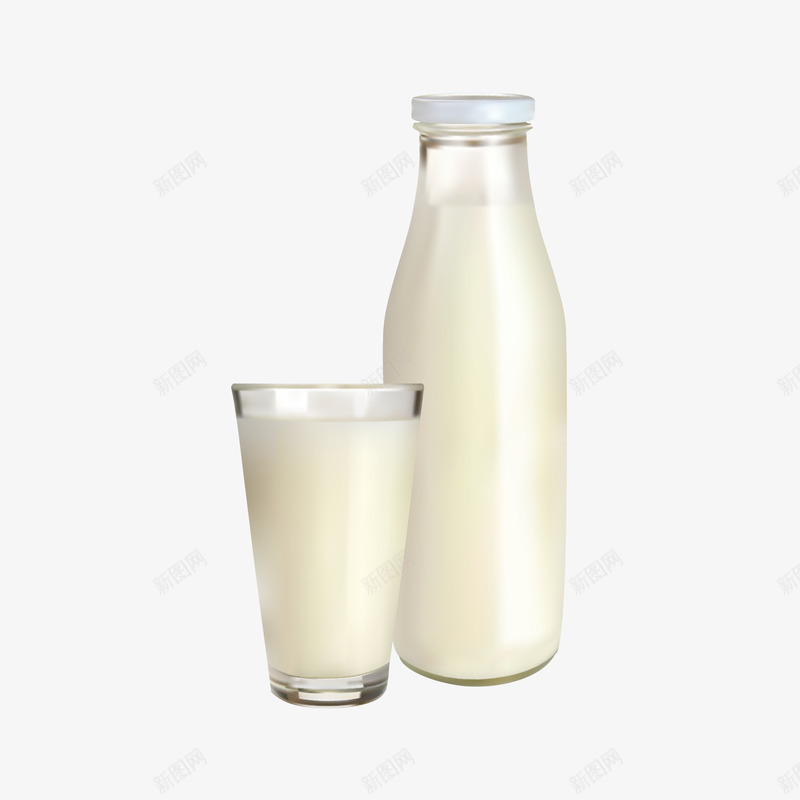 牛奶矢量图ai免抠素材_88icon https://88icon.com 奶 杯子 牛奶 瓶子 白色 矢量图