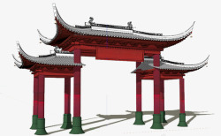 中式亭台传统中国风牌坊大门高清图片