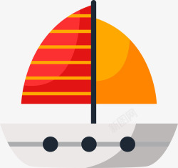 可爱小船帆船装饰图案素材