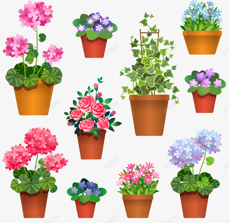 多个花卉盆栽psd免抠素材_88icon https://88icon.com 植物 盆栽 花卉