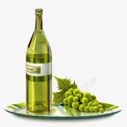 青稞酒青葡萄酒餐盘元素高清图片