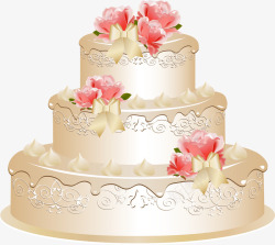 手绘粉色花朵点缀型蛋糕素材
