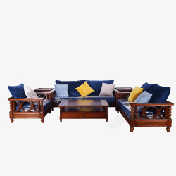 现代实木单人双人三人沙发组合素材