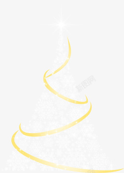 冬日树木金色闪耀雪花圣诞树高清图片