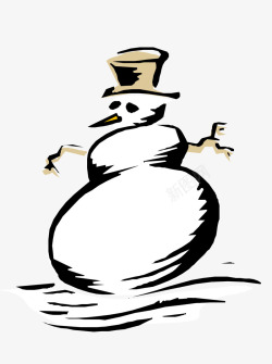 被风吹过的雪人素材