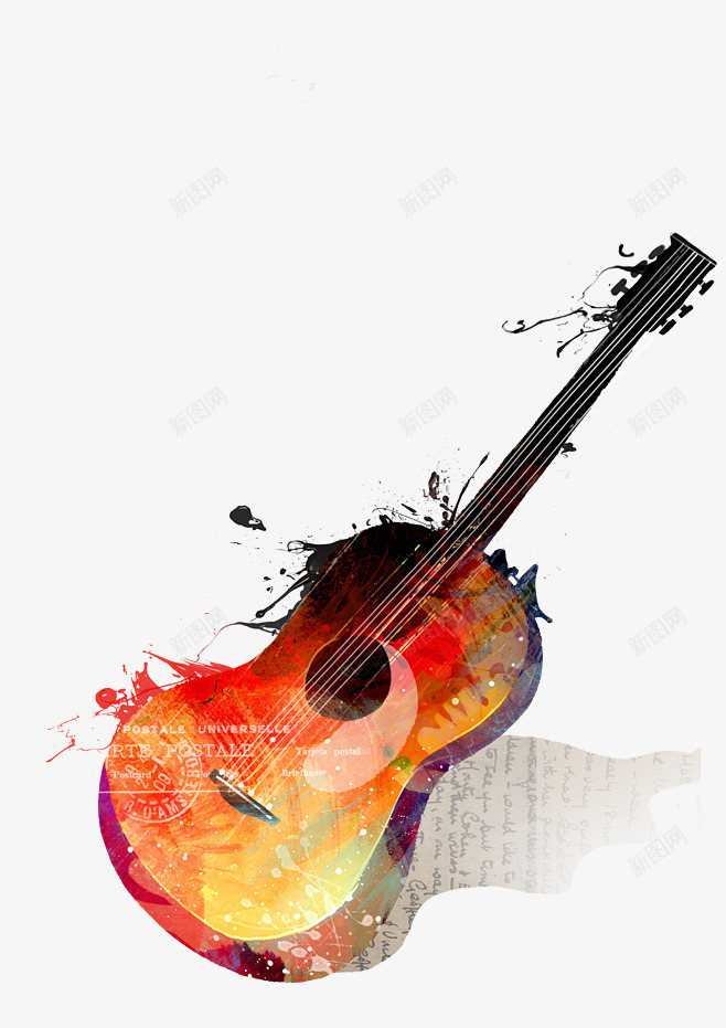 吉他的海报元素png免抠素材_88icon https://88icon.com 产品 免费PNG 琴弦 脑洞大开 颜料