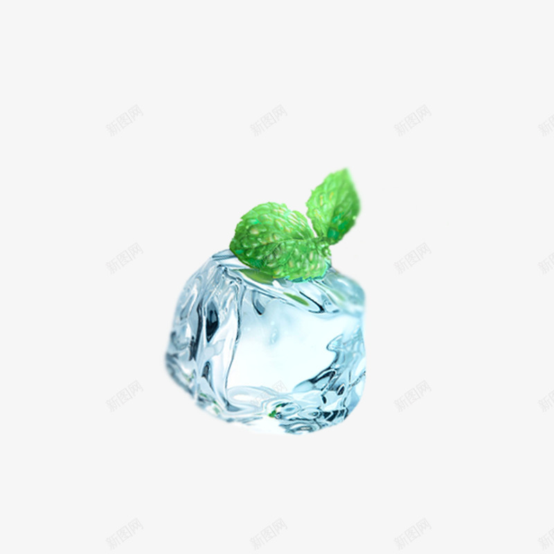 冰块和薄荷叶png免抠素材_88icon https://88icon.com 冰块 凉爽 夏季 植物 水