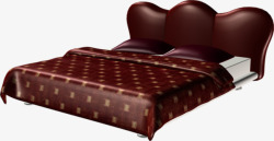 棕色复古欧式奢华卡通床垫素材