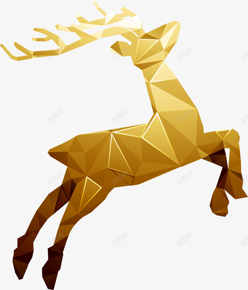 金色闪耀麋鹿png免抠素材_88icon https://88icon.com 动物 圣诞节 组合麋鹿 装饰图案 金色麋鹿 闪耀麋鹿