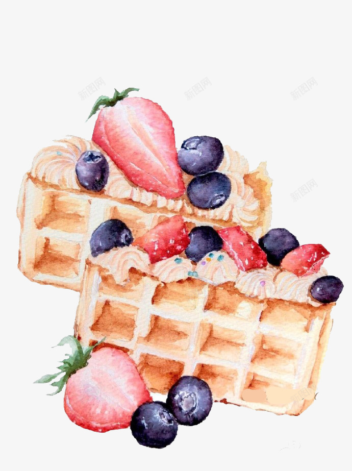草莓华夫饼png免抠素材_88icon https://88icon.com 华夫饼 港式甜品 点心 草莓 蓝莓