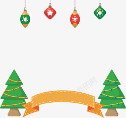 圣诞树圣诞球装饰框矢量图素材