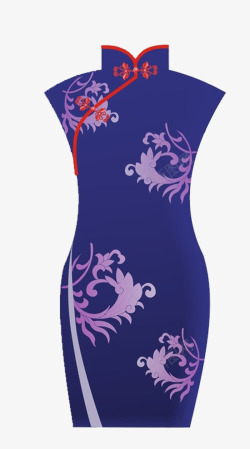 中国风logo紫色中国风花纹旗袍高清图片