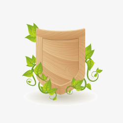 叶子植物木头盾牌素材