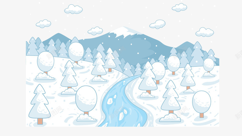 冬季插画背景png免抠素材_88icon https://88icon.com 免扣png素材 免费png素材 小雪插画 立冬插画 雪地 雪山