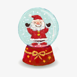 水彩水晶球水晶球圣诞老人高清图片