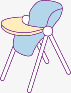 蓝色手绘儿童吃饭座椅素材