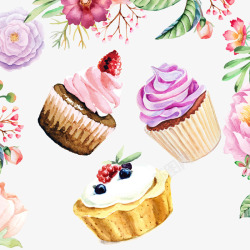 蛋糕房宣传折页多彩卡通美味可爱小蛋糕手绘高清图片