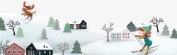 通用冬季雪房子树素材