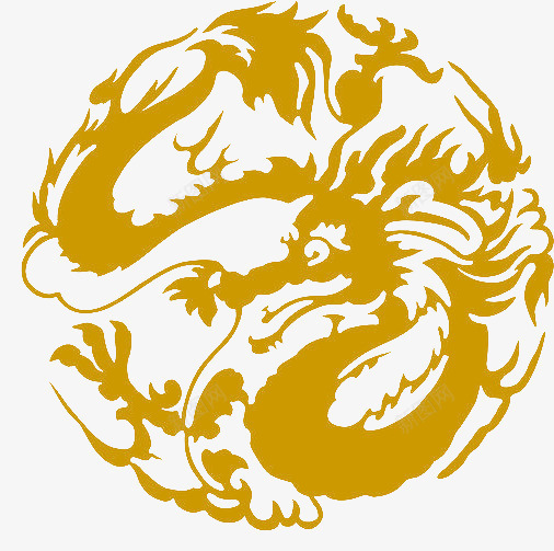 黄色中国龙纹样元素png免抠素材_88icon https://88icon.com 中国风 中国龙 装饰纹样 黄色