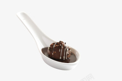 白色瓷勺里的巧克力浆素材