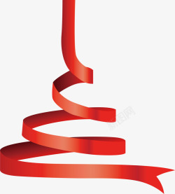 螺旋圣诞树红丝带矢量图素材