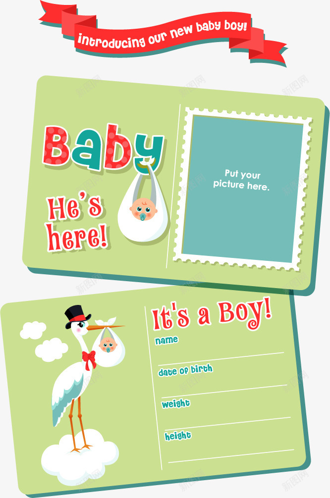 婴儿出生卡矢量图eps免抠素材_88icon https://88icon.com 出生卡 卡片 可爱 婴儿 矢量图