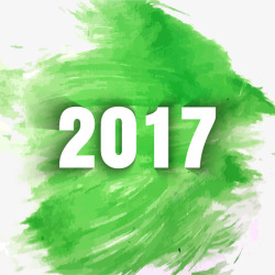 绿色水彩背景2017元旦海报素材