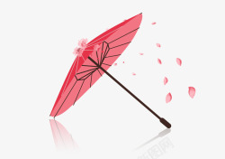 中国风水彩油纸伞装饰素材